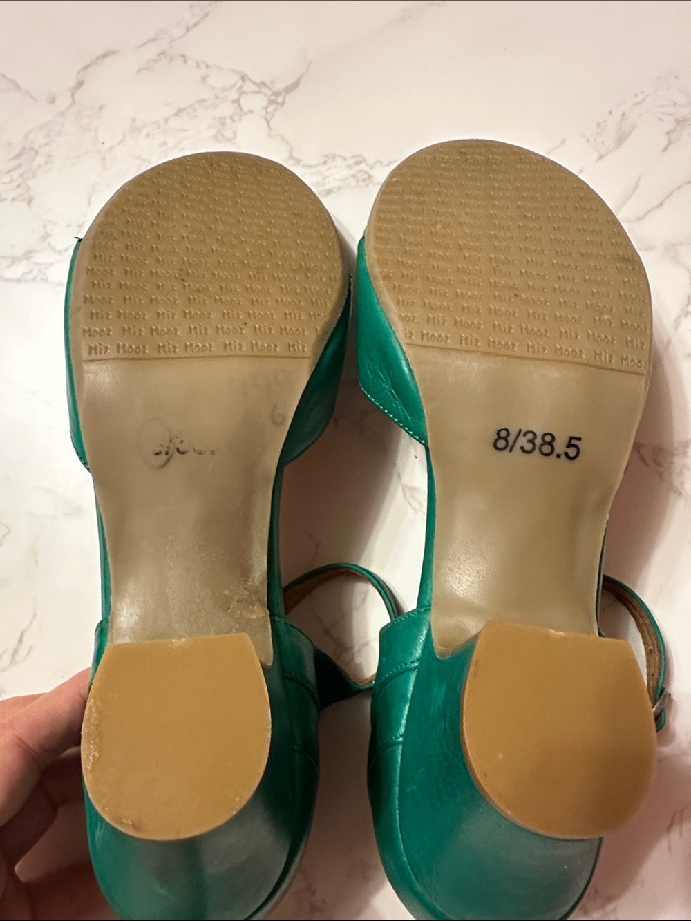 Miz Mooz Teal Green Frenchy Heels with Ankle Strap - Picture 6 of 9